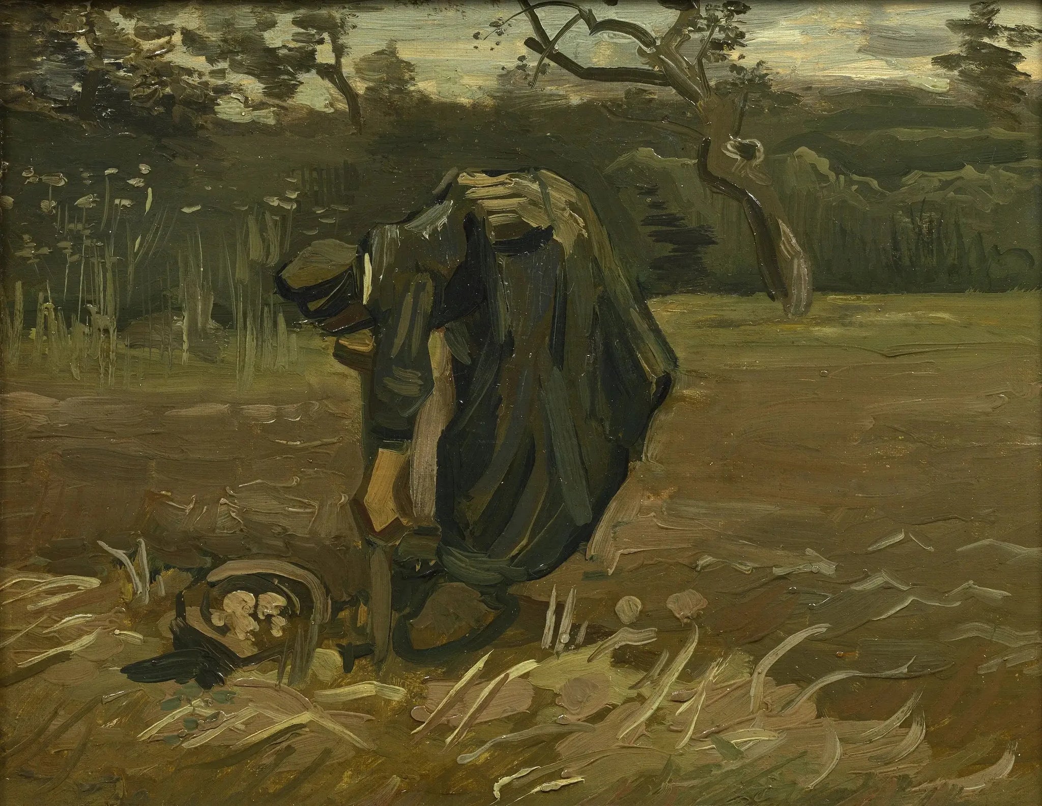 Paysanne déterrant des pommes de terre - Vincent van Gogh image 1 copie de tableau peinte à la main