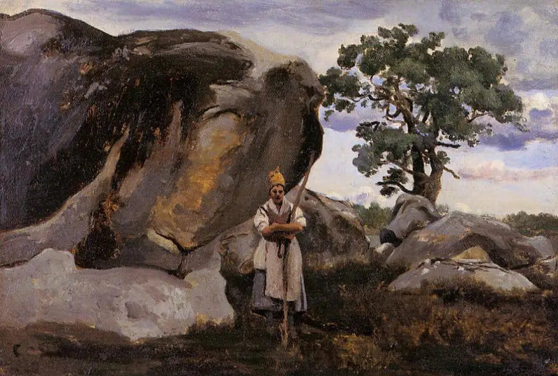 Ländliche Frau im Fontainebleau-Wald - Jean-Baptiste Camille Corot