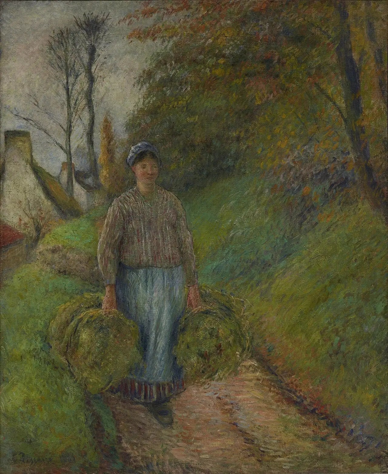 Paysanne portant deux balles de foin - Camille Pissarro image 1 reproduction artisanale de tableau