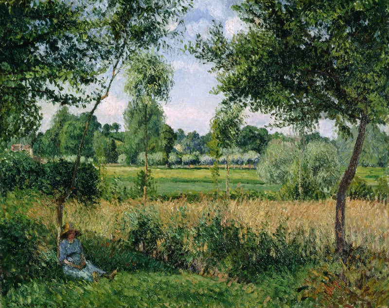 Bäuerin, die sich am Fuß eines Baumes ausruht, Sonneneffekt, Éragny - Camille Pissarro