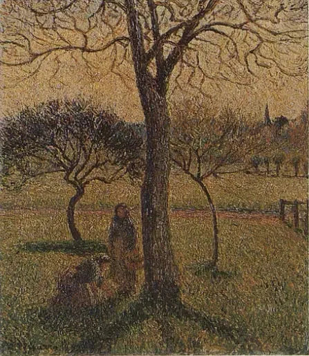 Bäuerinnen neben einer Walnuss - Camille Pissarro