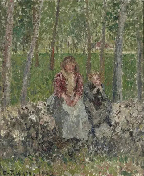 Bäuerinnen unter den Bäumen in Moret - Camille Pissarro