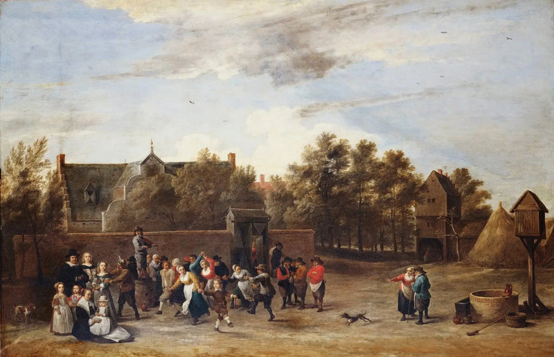Bauern, die vor einem Landhaus tanzen - David Teniers der Jüngere