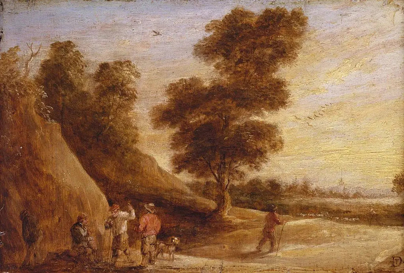 Bauern diskutieren in einer Landschaft - David Teniers der Jüngere