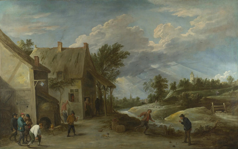 Bauern spielen Boule vor einer Dorfschenke - David Teniers der Jüngere
