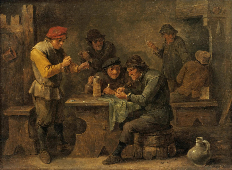Bauern spielen Würfel - David Teniers der Jüngere