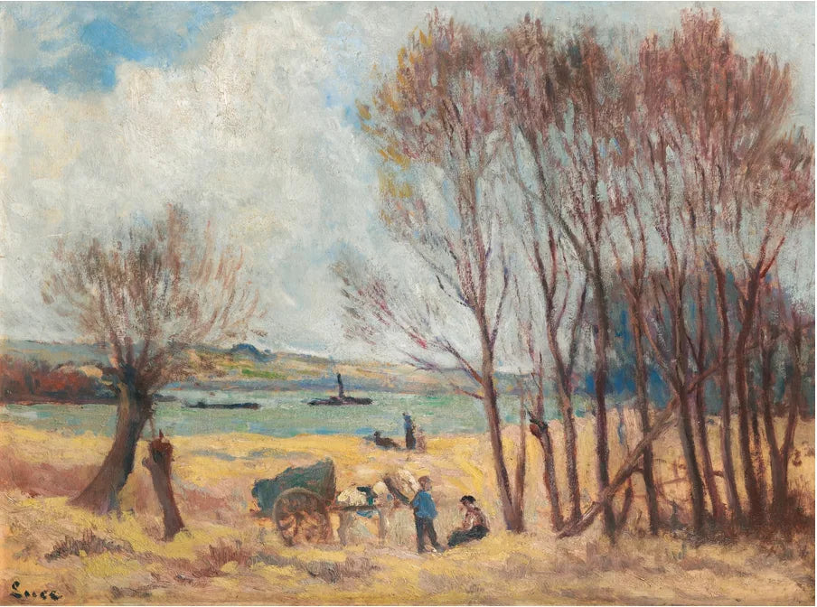 Paysans près de la Seine, environs de Rolleboise - Maximilien Luce image 1 copie peinte à la main à l’huile