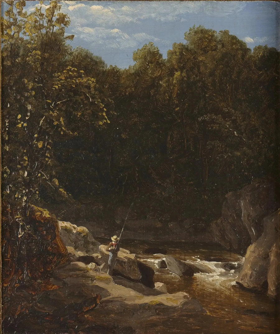 Fischerei in einem Bergbach - Sanford Robinson Gifford