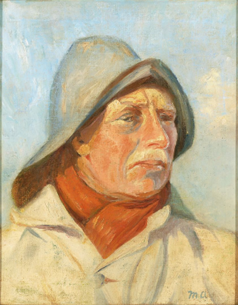 Fischer in Ölzeug und rotem Schal. – Michael Peter Ancher
