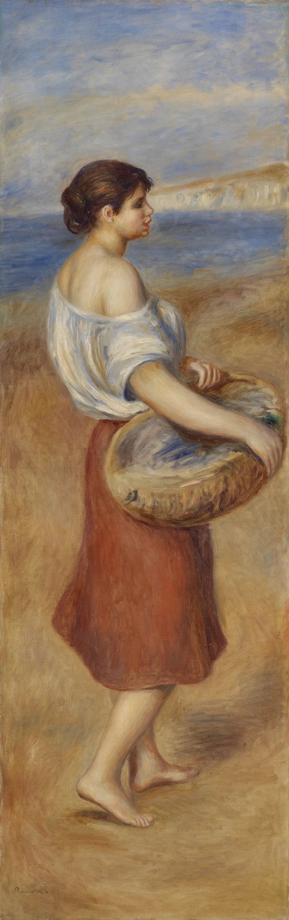 Pêcheuse de poissons, vers 1890, Pierre-Auguste Renoir – reproduction peinture à l’huile