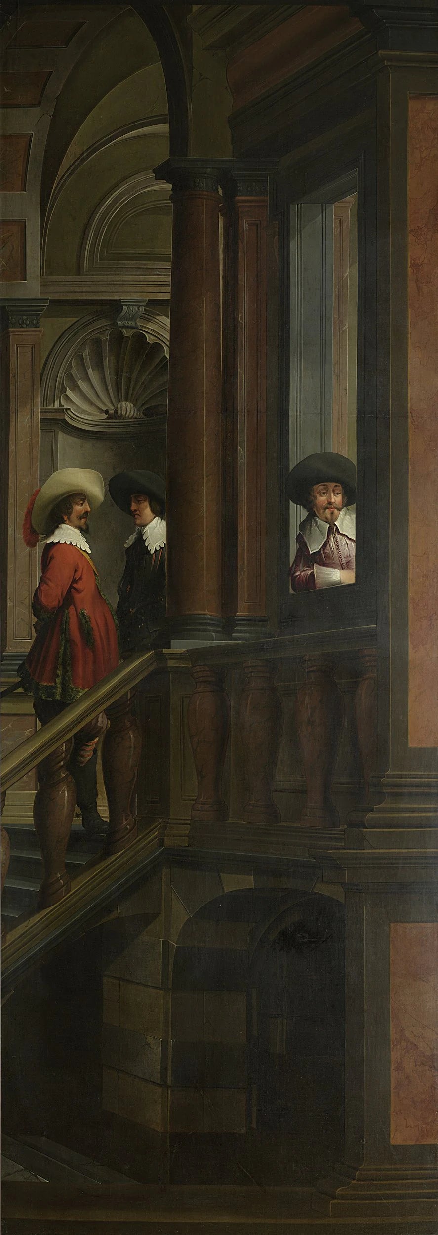 Peinture de pièce en sept parties : Un escalier extérieur (II) - Dirk van Delen