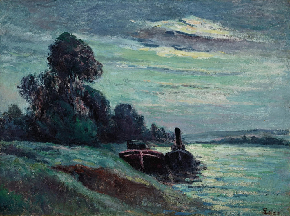 Péniches sur la Seine - Maximilien Luce image 1 reproduction réalisée par Alpha Reproduction