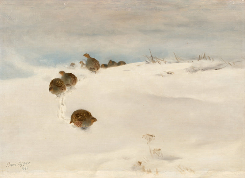 Rebhühner in einer Winterlandschaft - Bruno Liljefors