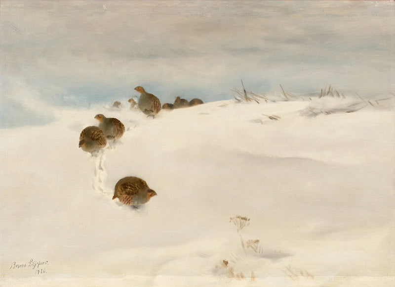 Rebhühner in einer Winterlandschaft - Bruno Liljefors