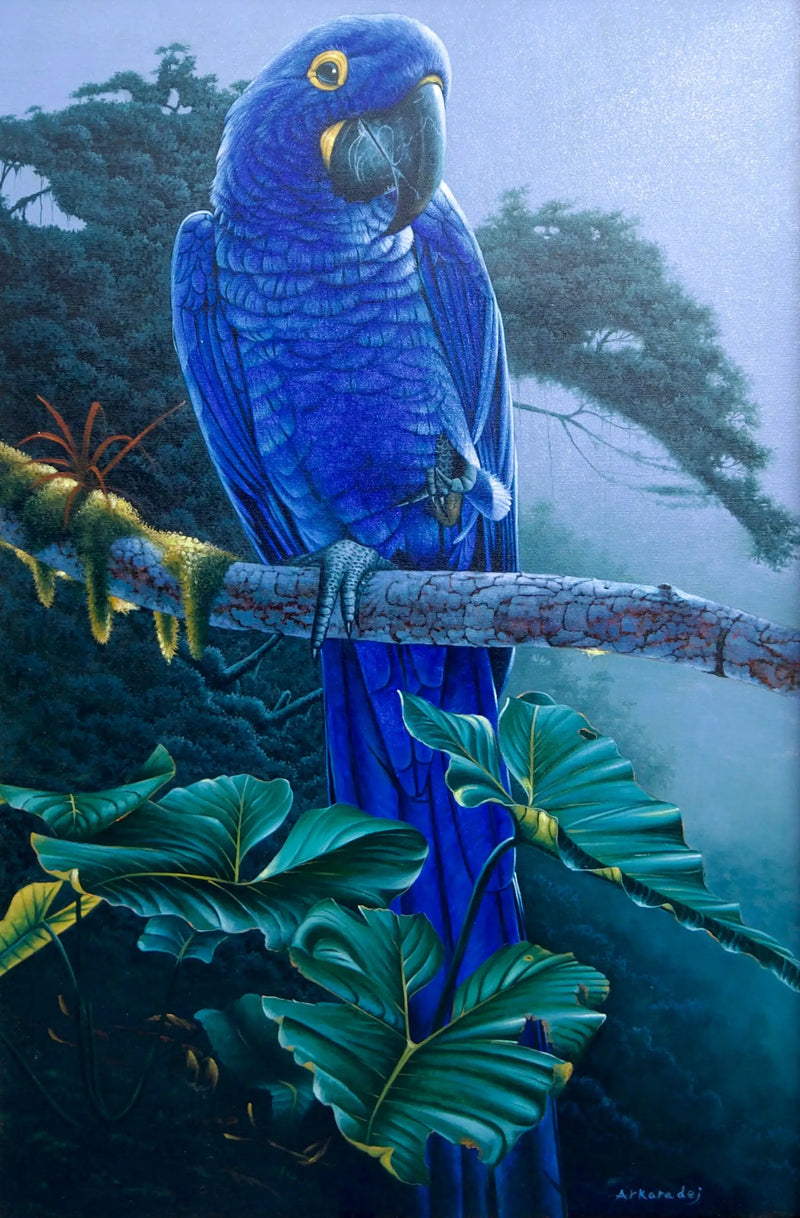Blauer Papagei im Dschungel | 60 x 90 cm