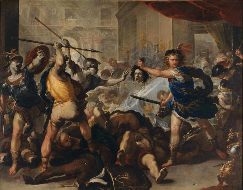 Perseus verwandelte Phineus und seine Gefährten in Stein - Luca Giordano