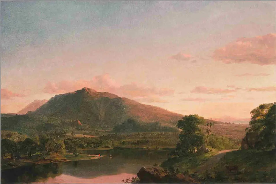 Personnages dans un paysage de Nouvelle Angleterre - Frederic Edwin Church image 1 reproduction de peinture à l’huile