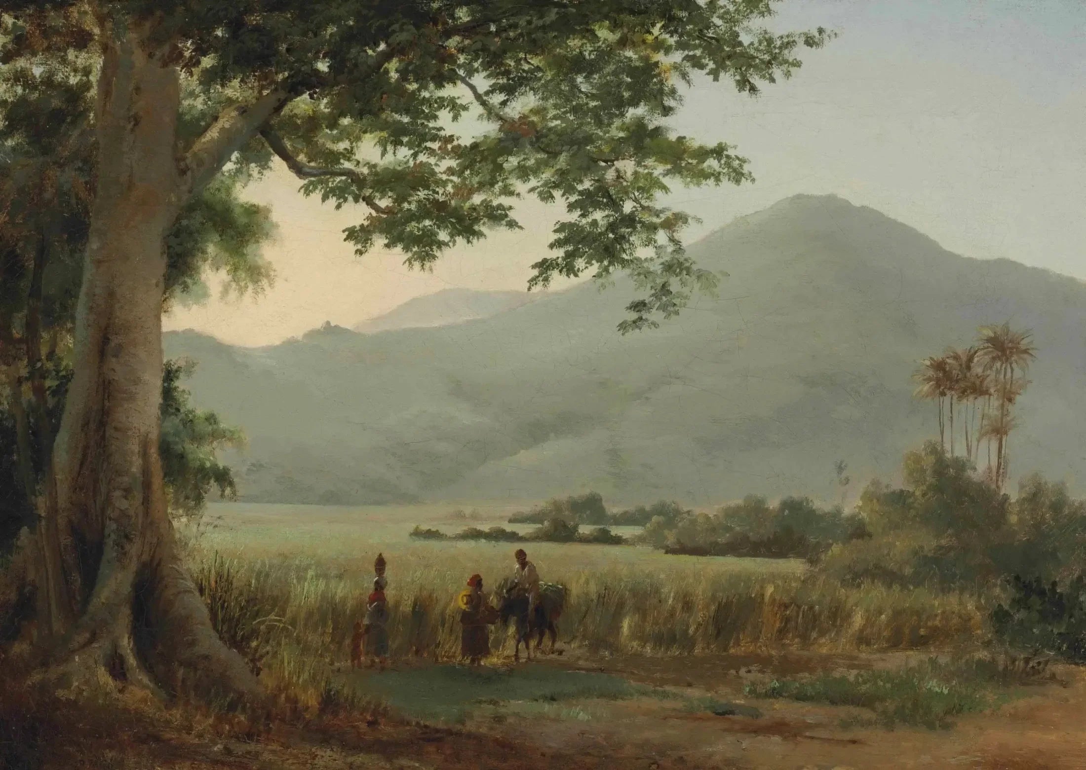 Personnages discutant au bord d'un chemin - Camille Pissarro image 1 reproduction réalisée par Alpha Reproduction