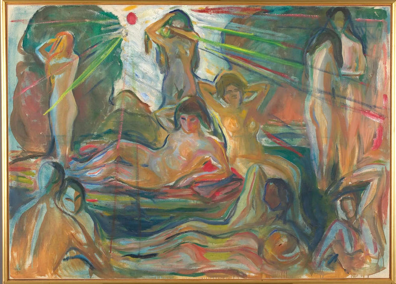 Nackte Figuren und Sonne - Edvard Munch