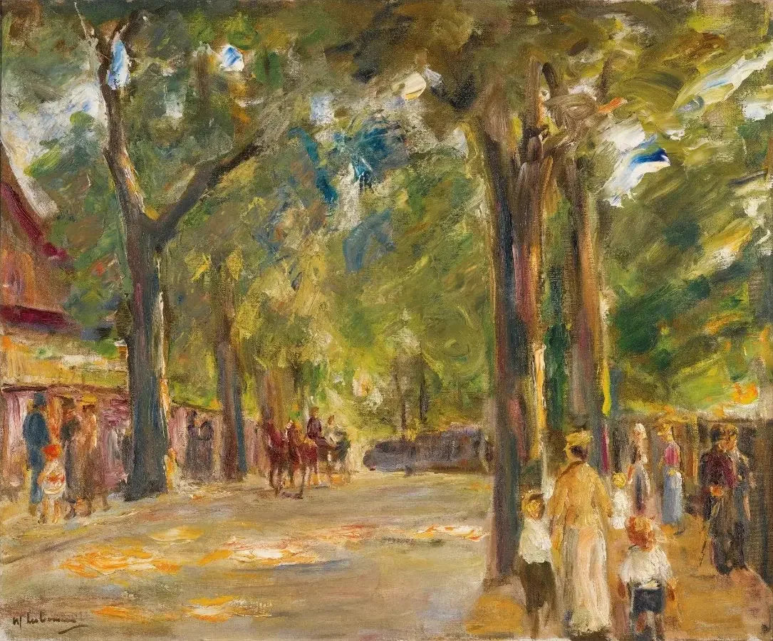Personnages sur la Grosse Seestrasse à Wannsee - Max Liebermann image 1 reproduction artisanale de tableau