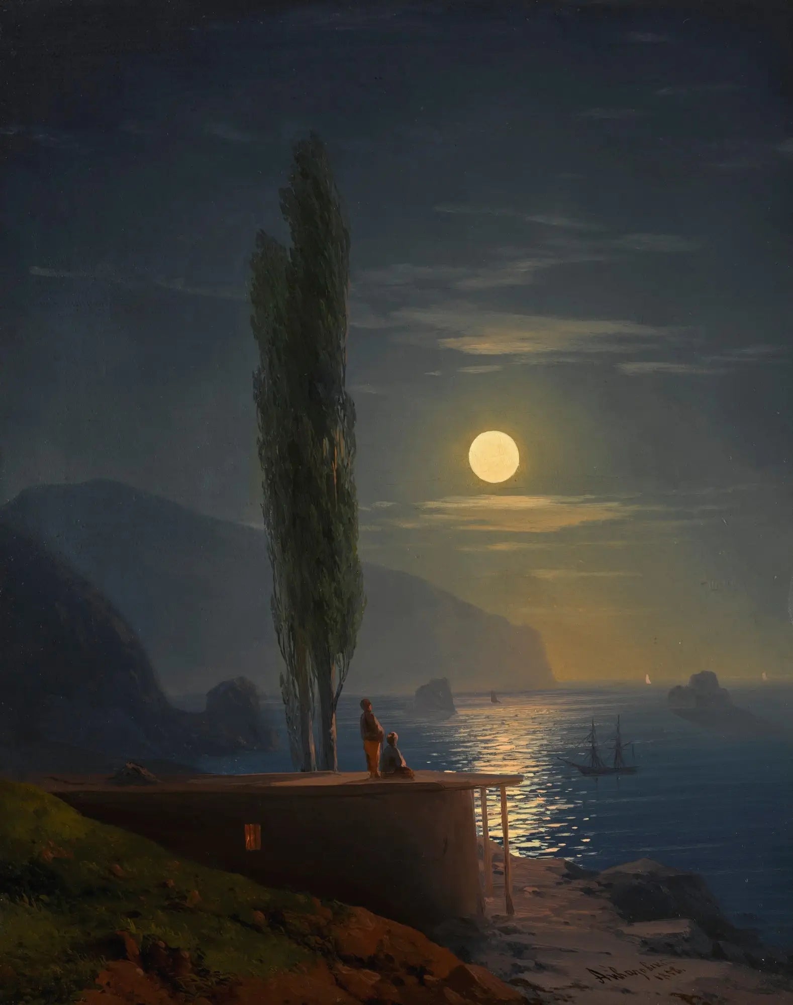 Personnages sur une côte éclairée par la lune - Ivan Aïvazovski - Alpha Reproduction