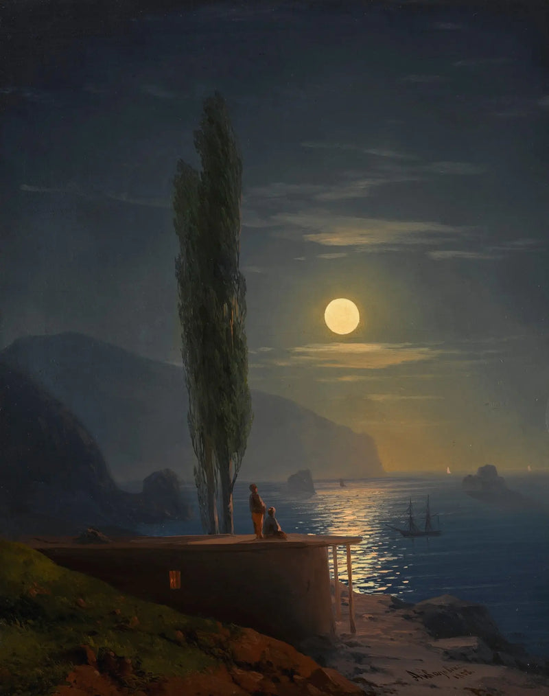 Personen an einer mondbeschienenen Küste - Ivan Aïvazovski