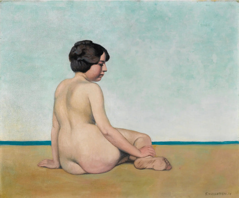 Kleine sitzende Badende am Sand - Félix Vallotton