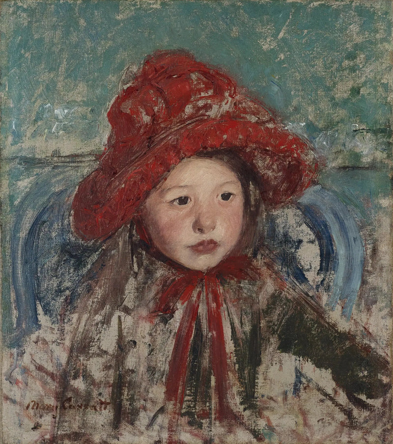 kleines Mädchen mit großem rotem Hut - Mary Cassatt