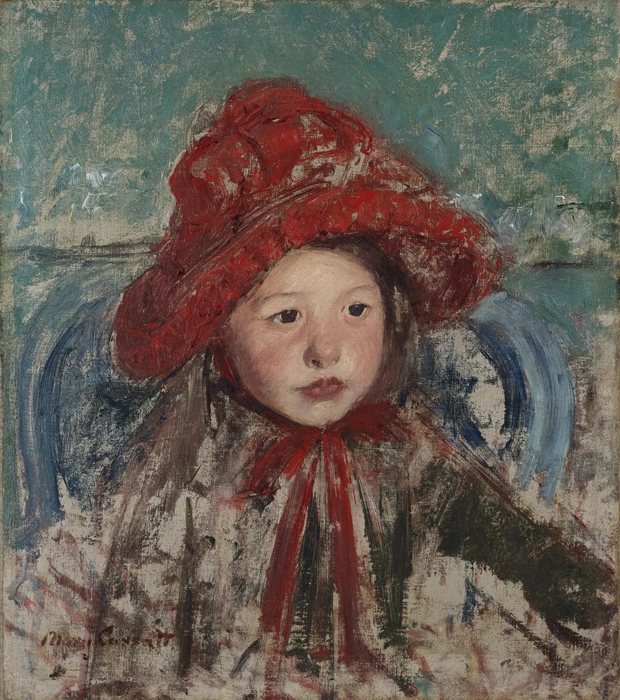 kleines Mädchen mit großem rotem Hut - Mary Cassatt