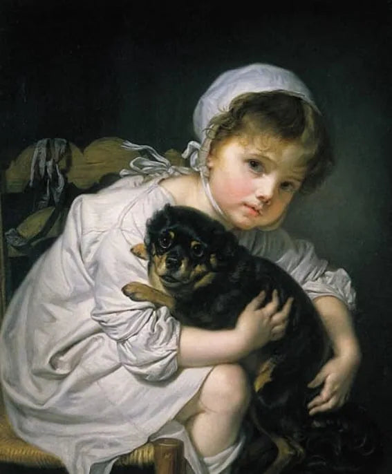 Kleine Mädchen und ihr Hund - Jean-Baptiste Greuze
