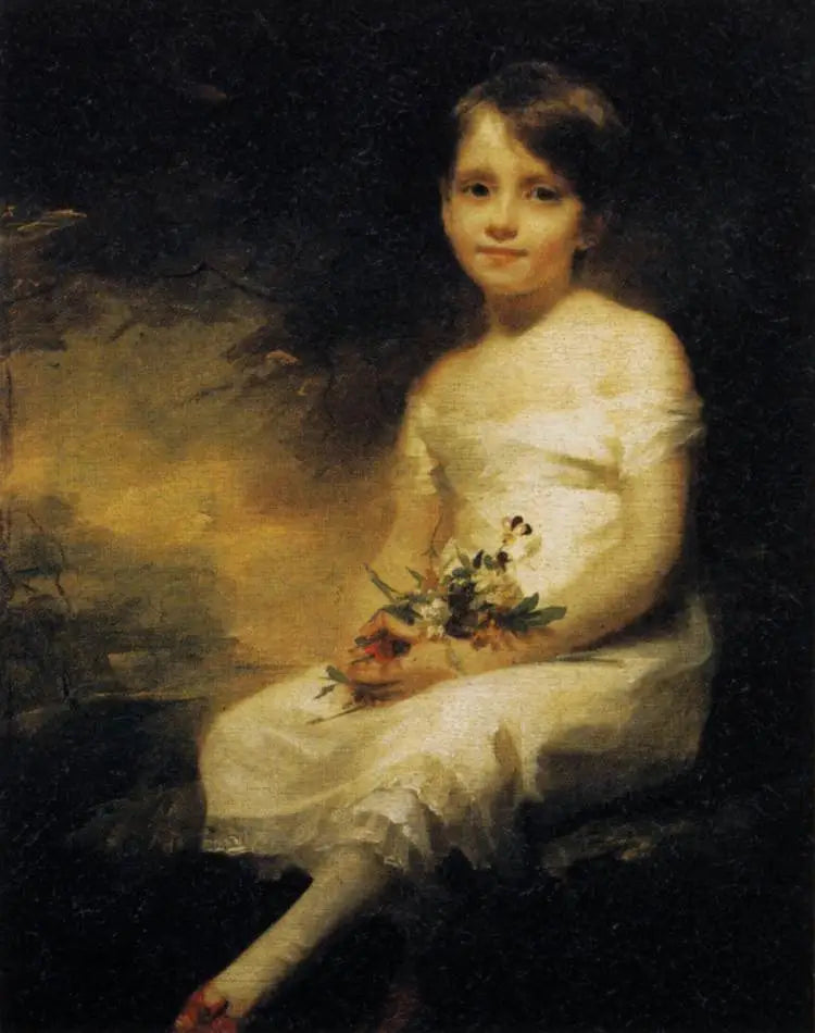 Kleine Tochter, die die Blumen mietet - Henry Raeburn
