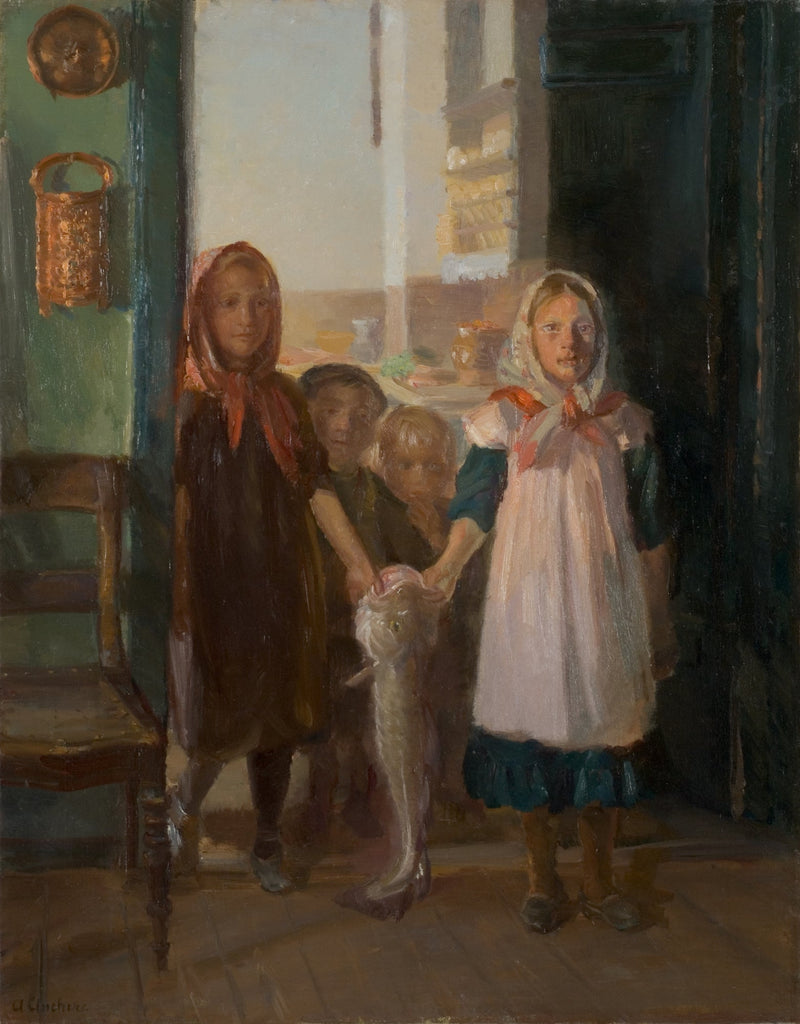Kleine Mädchen mit einem Kabeljau - Anna Ancher
