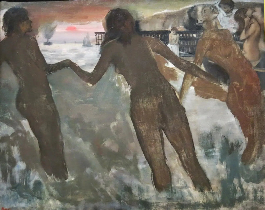 Kleine Bäuerinnen, die sich am Meer am Abend waschen - Edgar Degas