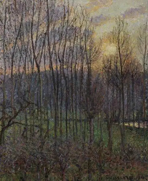 Peupiers in Éragny, Sonnenuntergang - Camille Pissarro