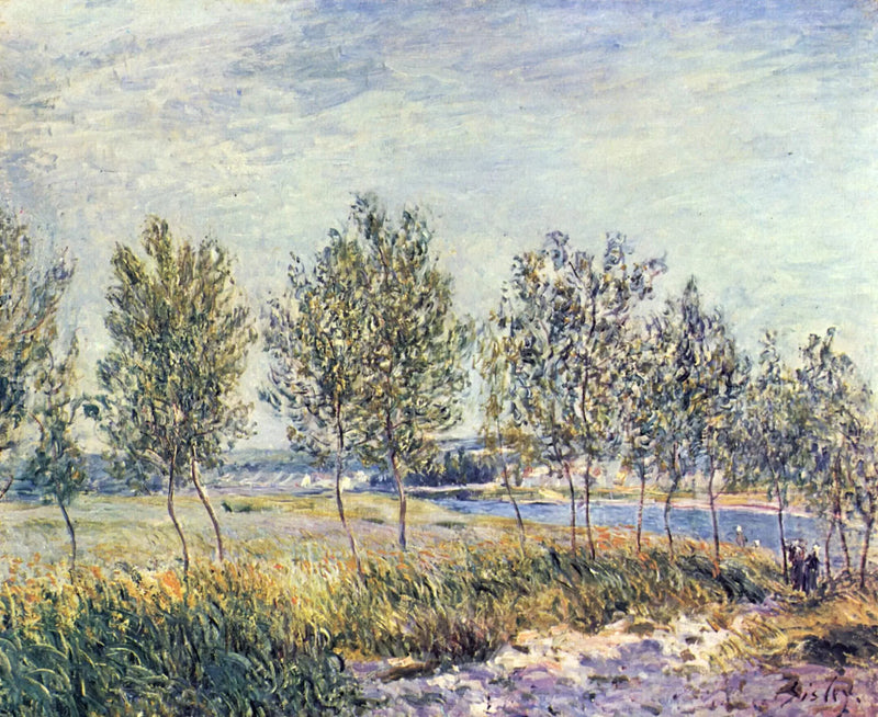Pappeln am Ufer eines Flusses - Alfred Sisley