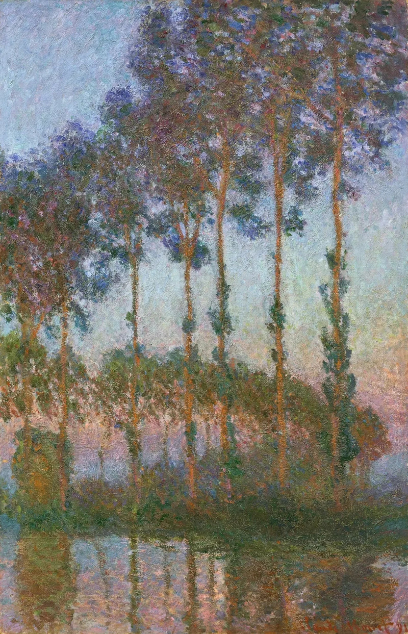 Pappeln am Ufer der Epte, Dämmerung W1296 - Claude Monet