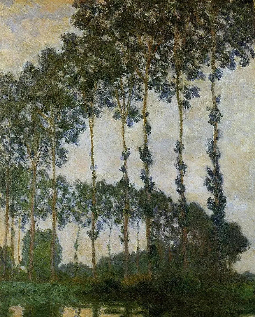 Peupliers près de Giverny, temps couvert - Claude Monet image 1 copie peinte à la main à l’huile