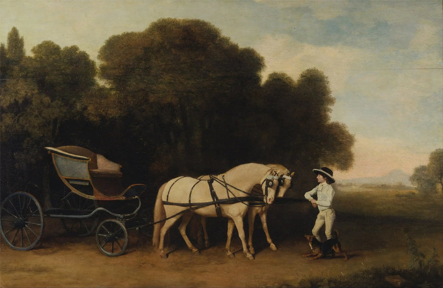 Phaéton mit einem Paar Creme-Ponys und einem Stalljungen - George Stubbs