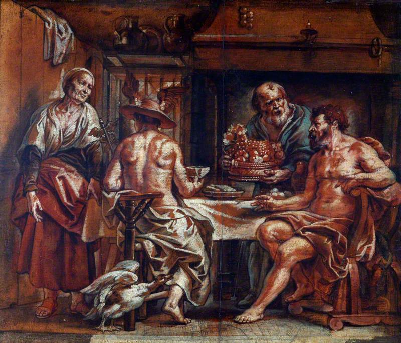 Philémon et Baucis recevant Jupiter et Mercure (extrait des « Métamorphoses » d'Ovide, VIII, 620–724) - Jacob Jordaens