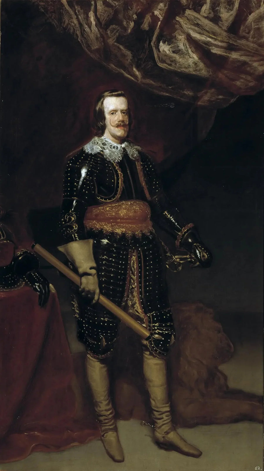 Philippe IV in Rüstung, mit einem Löwen zu seinen Füßen - Diego Velázquez