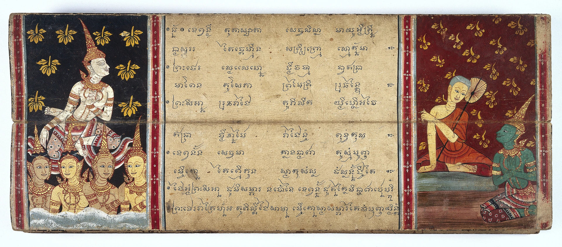 Phra Malai converse avec Indra, Artiste thaïlandais anonyme, XIXe siècle