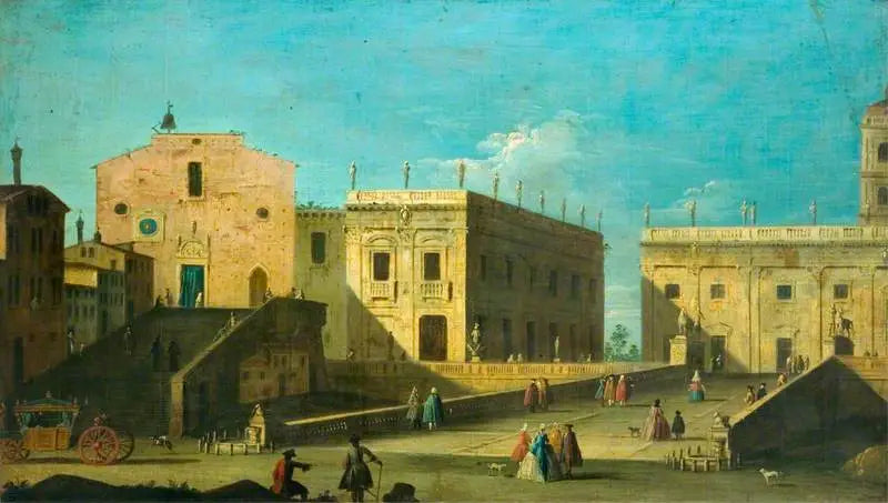 Piazza del Campidoglio, Rome, mit Santa Maria in Aracoeli auf der linken Seite - Canaletto