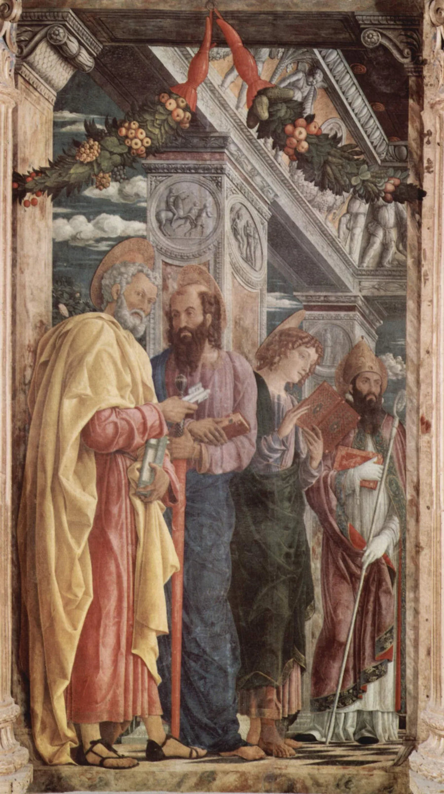 Pierre, Paul und Johannes der Apostel mit Heiligen Zeno - Andrea Mantegna