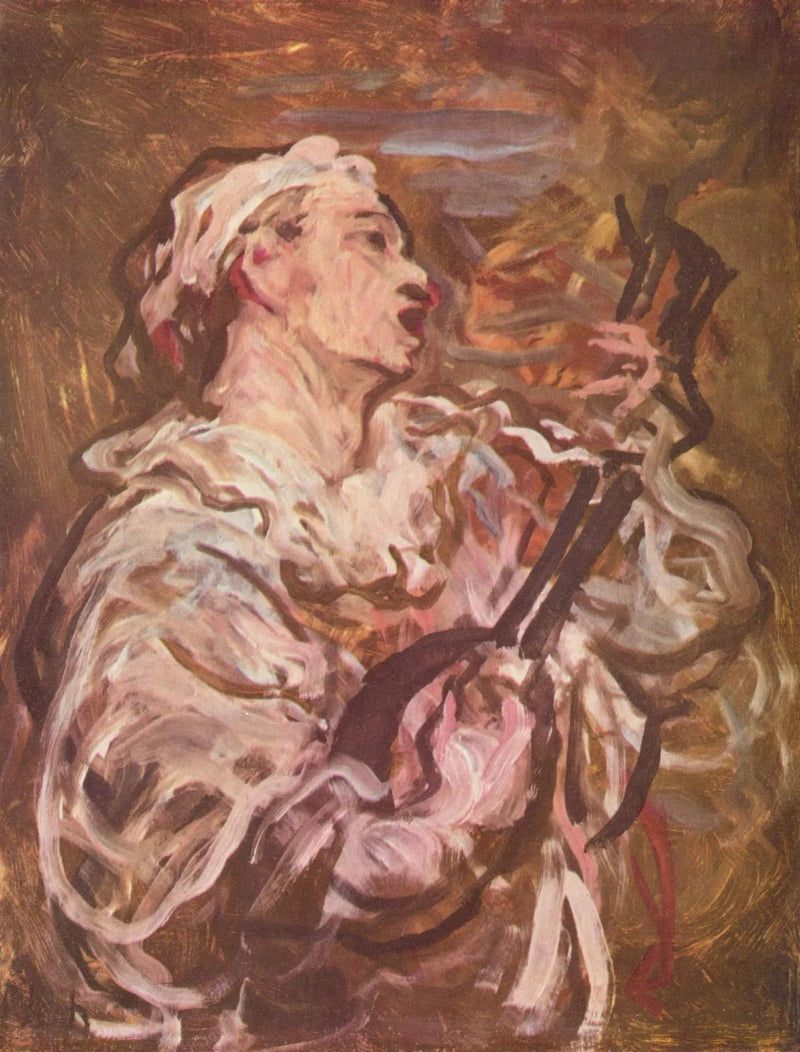 Pierrot spielt Mandoline - Honoré Daumier