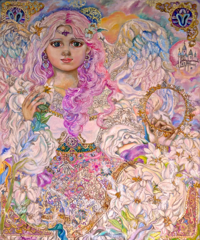 Engel mit rosa Lilienblüte - Yumi Sugai
