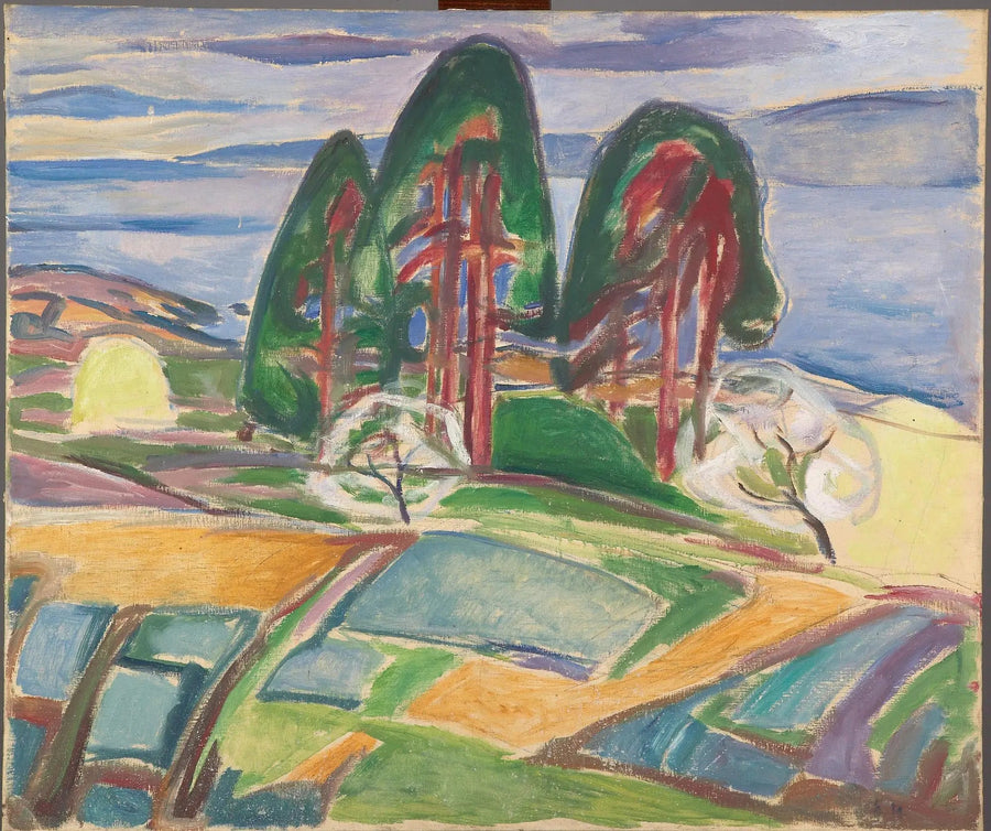Pins und blühende Obstbäume - Edvard Munch