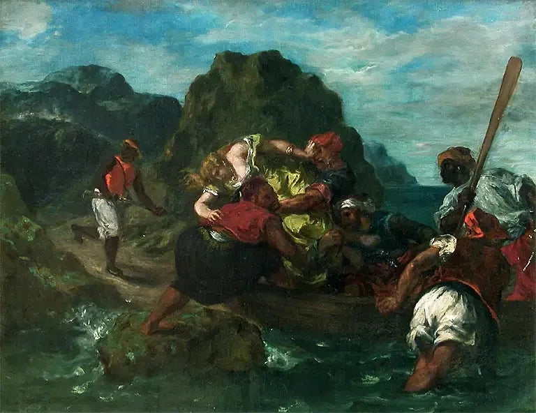 Afrikanische Piraten entführen eine junge Frau - Eugène Delacroix