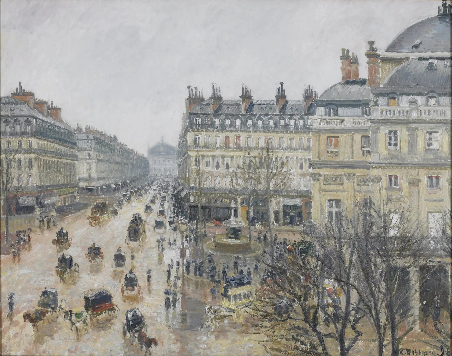 Place du Théâtre Français : effet de pluie - Camille Pissarro image 1 reproduction de peinture à l’huile