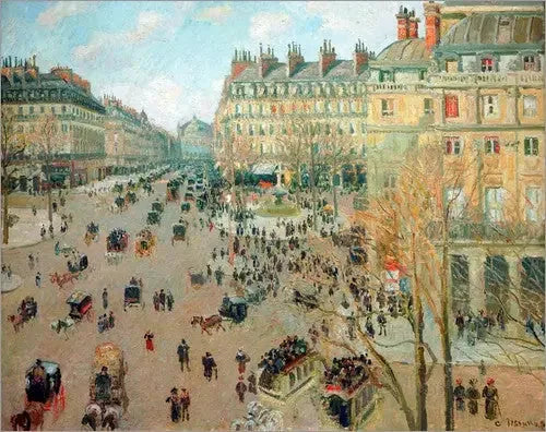 Platz des Théâtre-Français und Avenue de l'Opéra, winterliche Sonneneffekte - Camille Pissarro