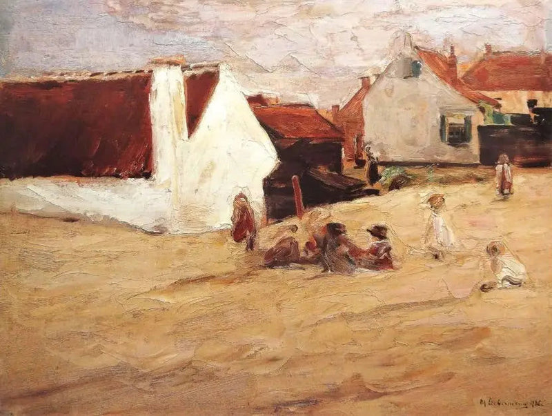 Dorfplatz mit spielenden Kindern - Max Liebermann